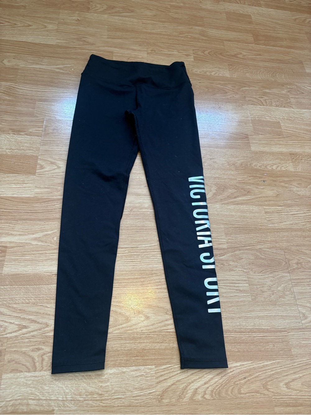 Victoria's Secret Black Leggings with silver  Side Logo